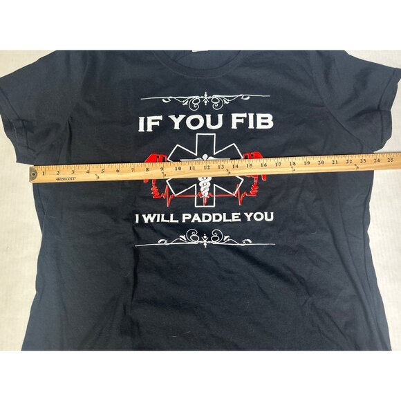 Fruit of the Loom Womens 3XL Black If You Fib I Will Paddle Funny Nurse T Shirt - Picture 3 of 6